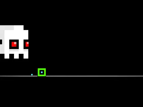 Gameplay screenshot of the difficult Geometry Dash Robot Race level with robot icon and spikes