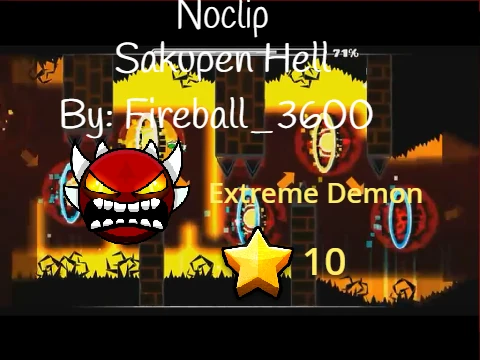 Play Geometry Dash Sakupen Hell Noclip the famous extreme demon online