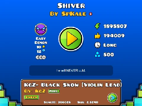 Play Geometry Dash Shiver online free fan-made level