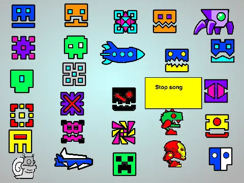 Geometry Dash Soundboard on Scratch - Icon showing spider and snail characters for music