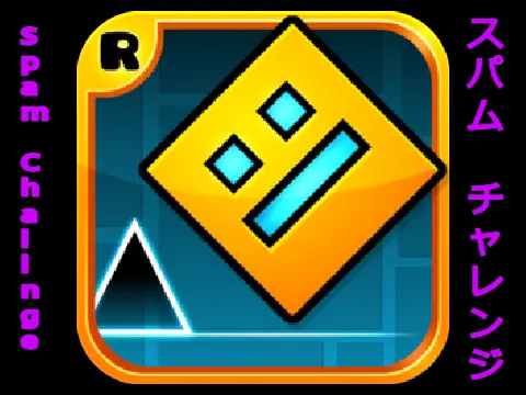 Geometry Dash Spam Challenge gameplay with yellow rings and spikes