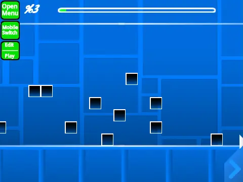 Screenshot of the advanced Geometry Dash Spam Test Remix V4 editor interface