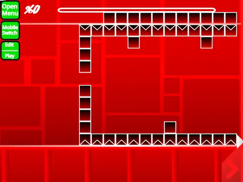 Screenshot of the Geometry Dash Spam Test Series V6 level editor interface