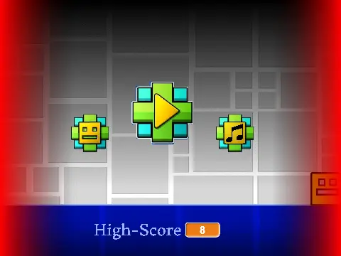 Geometry Dash v0.1 WIP Remix game logo and cover image with rotation mechanics