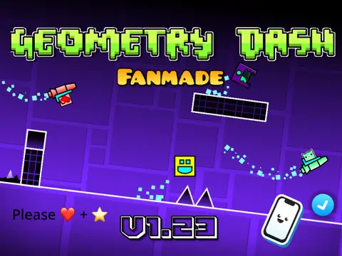 Geometry Dash v1.23 Game Screenshot and Logo