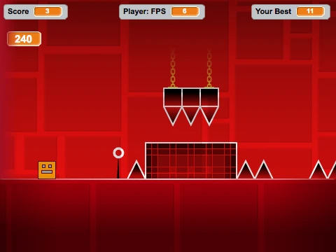Geometry Dash v1.5 Level Mix gameplay showing Back on Track level 7