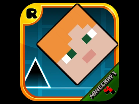 Geometry Dash v2.0.1 Minecraft Ver 4 gameplay with Minecraft blocks and obstacles