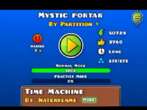 Gameplay of Geometry Dash v2.4 Mystic Portar remix showing unique portal effects