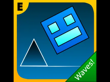 Screenshot of Geometry Dash Waves 1.0 gameplay showing spike waves and player icon