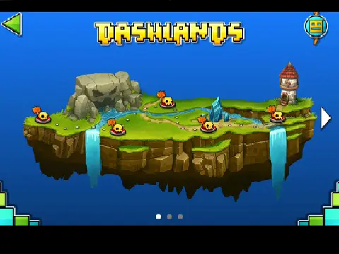 Screenshot of the visually enhanced Geometry Dash World Dashlands level