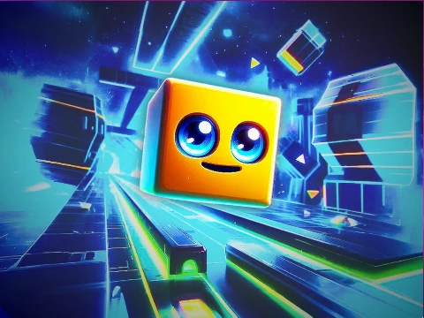 Play Geometry Dash with enhanced visual and audio improvements online