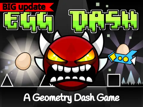 Geometry Egg Dash Hard Level gameplay showing a difficult spike-filled course