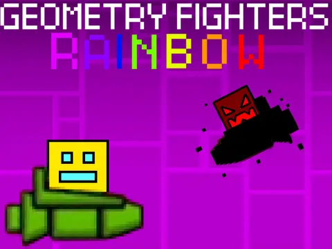 Geometry Fighters Rainbow Pixels - Colorful shooter game with Geometry Dash assets