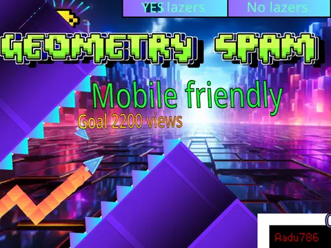 Geometry Spam Challenge V3 logo and gameplay screenshot showing high score