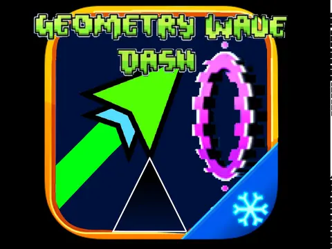 Screenshot of Geometry Wave Dash Remix gameplay featuring wave icon and spikes