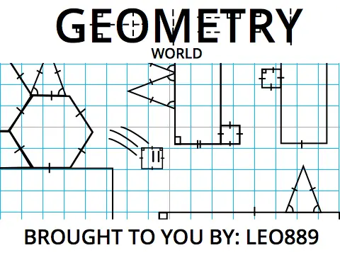 Geometry World platformer with square character and triangle hazards gameplay