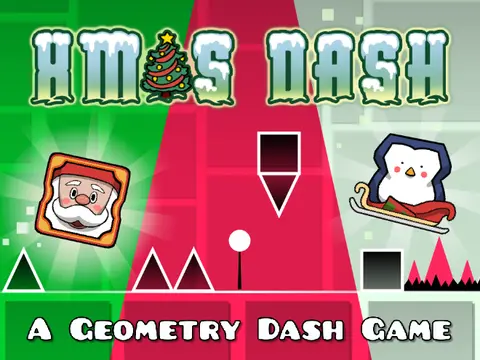 Geometry Xmas Dash featuring Christmas theme with festive decorations