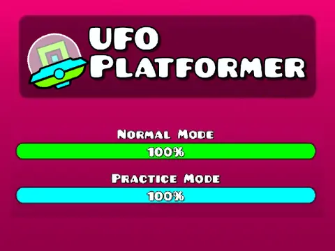 Gameplay screenshot of Geometry Dash UFO Platformer level