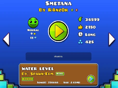 Hacked Geometry Dash Smetana gameplay screenshot
