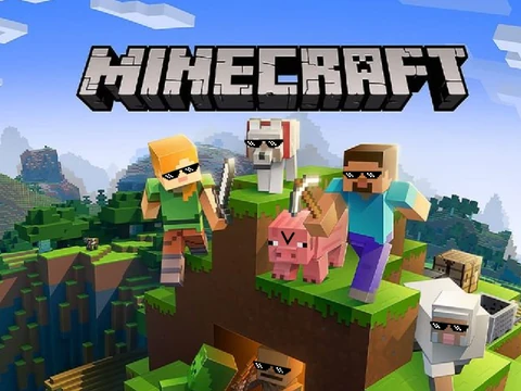 Minecraft 3D gameplay in a blocky 3D world