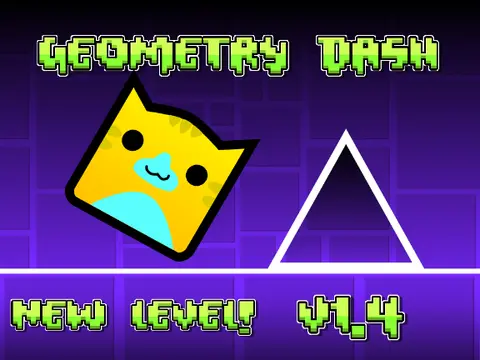 Play Old Geometry Dash v1.42 online, the classic retro version of the rhythm game