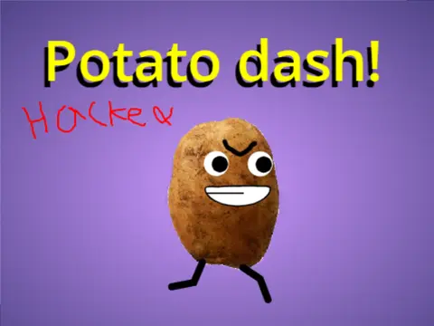 Potato Dash Hacked game logo featuring potato character and dash elements