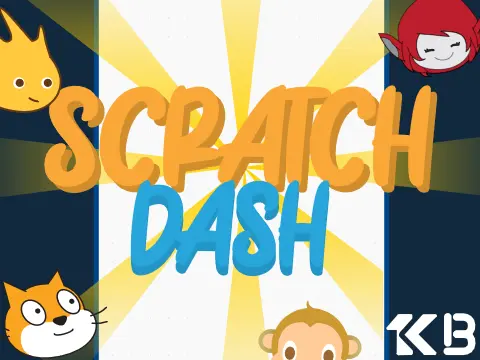 Scratch Dash v1.0 gameplay showing lane switching mechanic and character icons