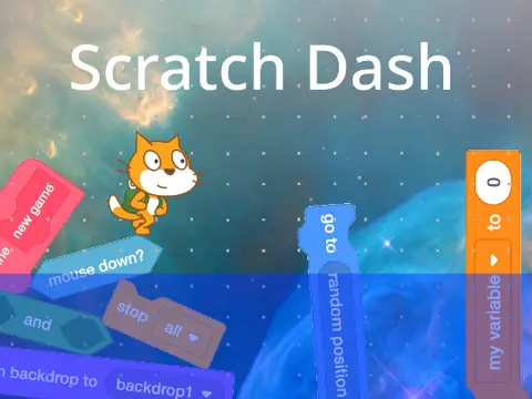 Scratch Dash v3 platformer game screenshot showing character and blocks