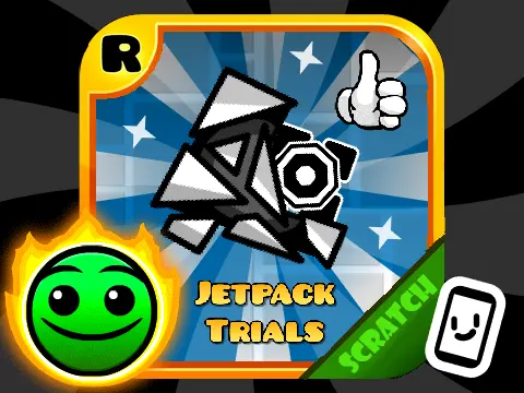 The Jetpack Trials Mobile Friendly Geometry Dash game logo featuring jetpack ship icon