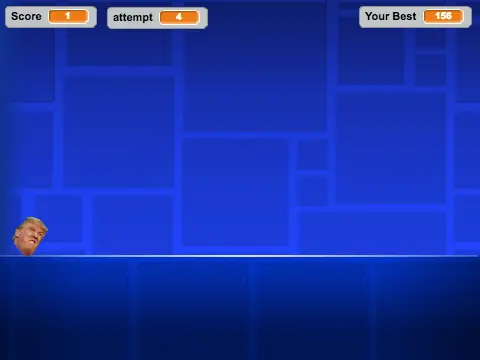 Trump Dash game logo - creative remix of Geometry Dash v1.5