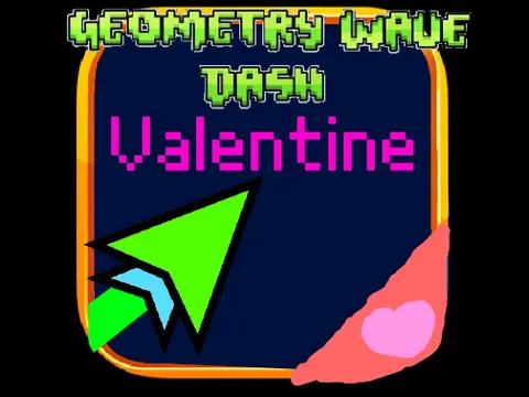 Valentine-themed Geometry Wave Dash gameplay with colorful waves and obstacles