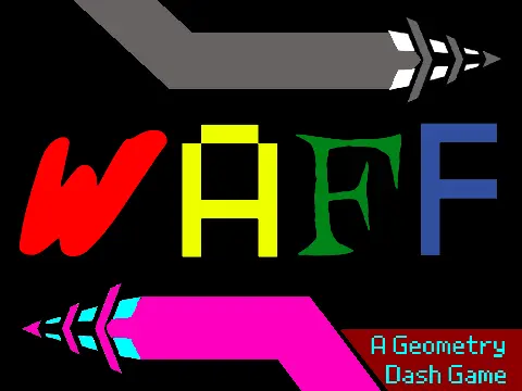 Waff Super Buffed Geometry Dash Wave v1.2.2 gameplay showing 3D wave character in obstacle course