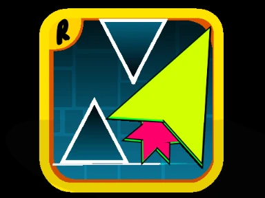 Screenshot of Geometry Dash Modified Version (ジオメトリーダッシュ 改造版) showing custom gameplay