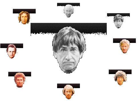 Doctor Who face morph puzzle game logo featuring Paul McGann