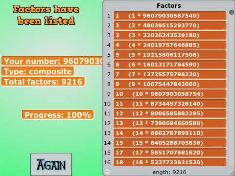 Factor Lister game logo - Play free on Gosprunki