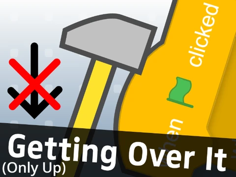 Getting Over It and Only Up mashup game screenshot featuring a cauldron and hammer