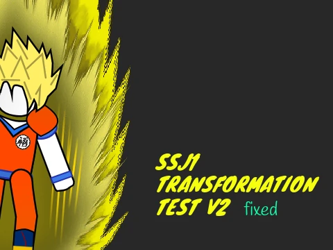 Goku SSJ Transformation Test V2 gameplay screenshot showing Super Saiyan transformation in Only Up style game