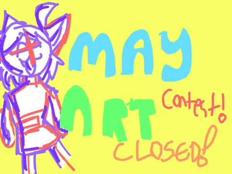 May Art Contest game interface showing drawing tools and artwork