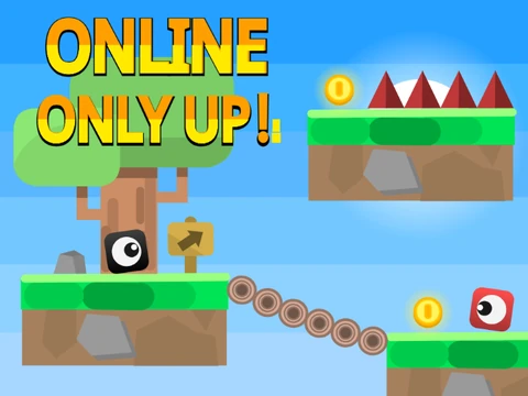Only Up en Ligne jeu montrant le personnage grimpant des structures verticales complexes