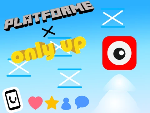 platforme×only up game cover showing character on colorful platforms