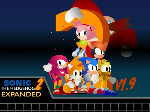 Sonic 2 Expanded v1.9 gameplay showing Sonic running through zone