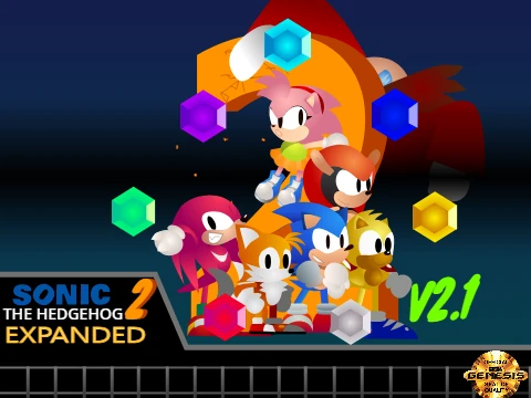 Sonic 2 Expanded v2.1 Game Logo featuring Sonic the Hedgehog