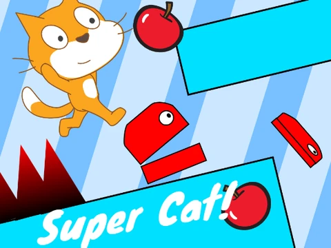 Super Cat v3.6 online platformer game logo with cat hero