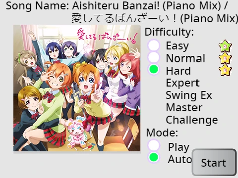 Love Live School Idol Festival 愛してるばんざーい Piano Mix rhythm game