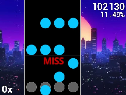 Osu Mania but everything is miss game logo and cover image