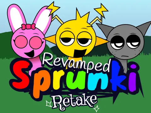 13 Sprunki Retake Revamped v1.0 game logo with revamped character designs