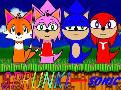 Logo for the 5 Incredibox Sprunki Sonic themed mod, a beta version