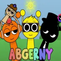 Abgerny en Scratch Game Logo featuring custom Sprunki characters