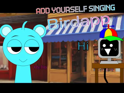 Singing game with Sprunki characters and bird sounds interface