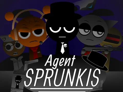 Agent Sprunkis Game Logo - Strategic Sprunki Character in Action